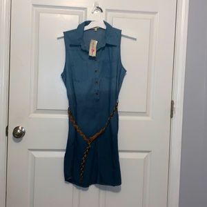 Ladies Denim Dress, Casual. Above the Knee. Dark at the bottom and Fades Upward